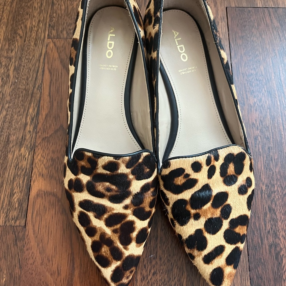 ALDO Leopard Kitten Heel Loafer Size 8